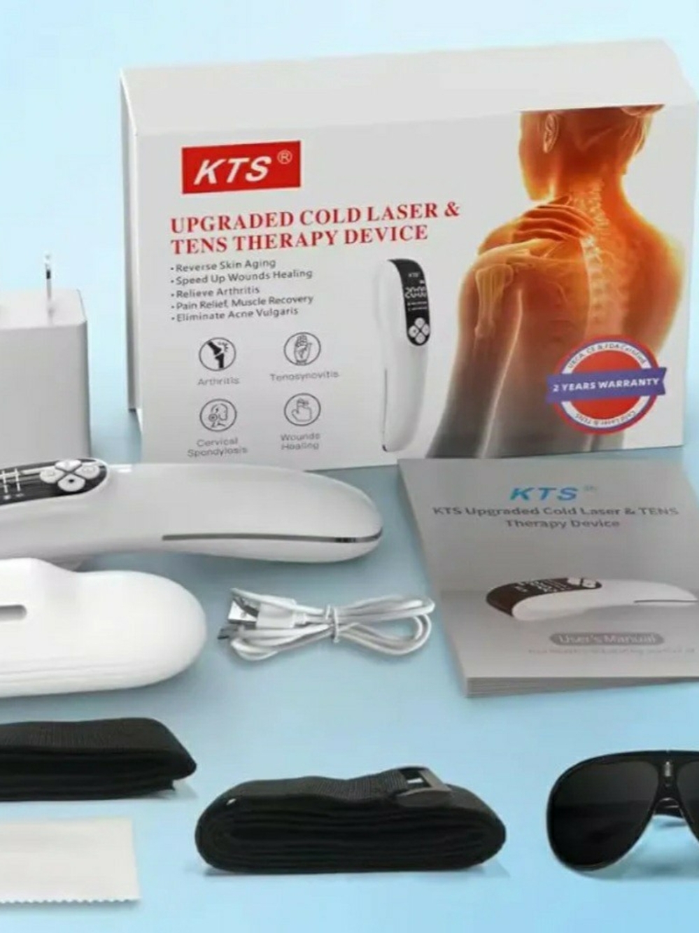 KTS Upgraded Cold Laser & TENS Therapy Device - White